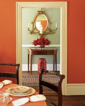 Decorating your dining rooms ideas - myLusciousLife.com - orange dining room and hallway.jpeg